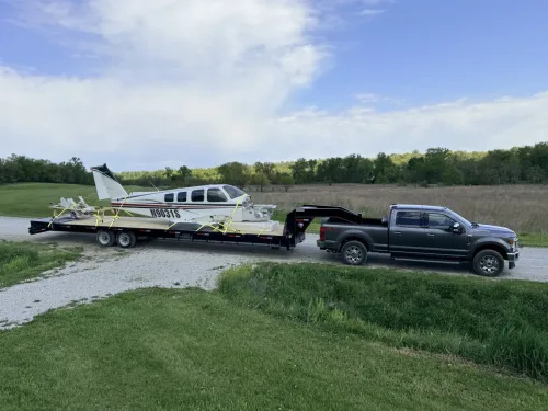 Airplane on our 36ft gooseneck deckover trailer