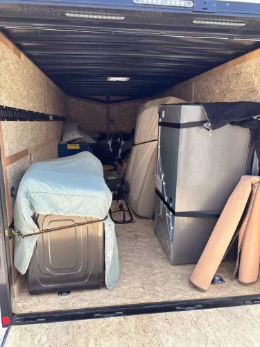 Moving belongings in 8.5x20' enclosed trailer